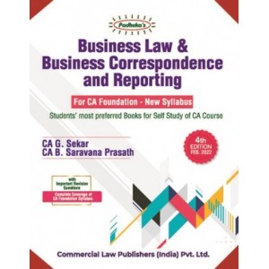 Padhuka's Business Law & Business Correspondence & Reporting for CA Foundation May 2022 Exam by CA. G. Sekar, CA. B. Saravana Prasath | Commercial Law Publisher